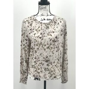 Cloth & Stone Floral Blouse Size Medium Anthropologie‎ Long Sleeve Cropped Top